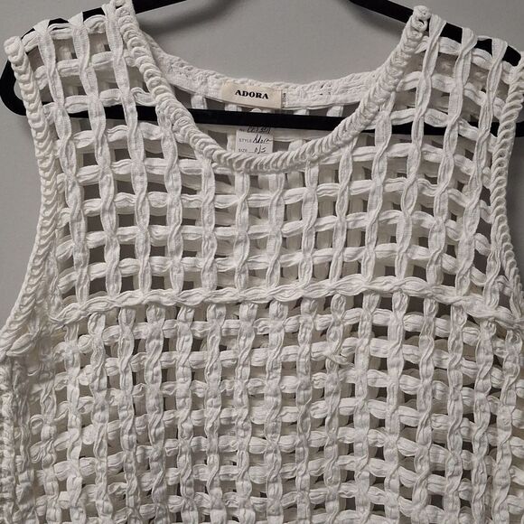 Adora Crochet Fishnet Top Women White Cover Up - Picture 4 of 6